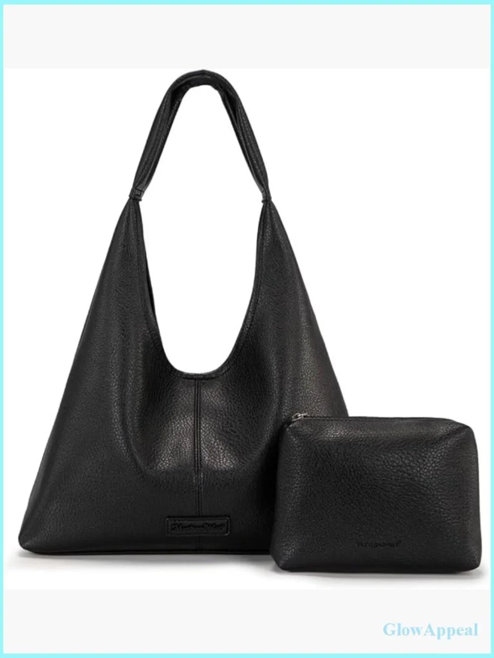 Slouchy Soft Faux Leather Hobo Shoulder Bag Tote with Pouch